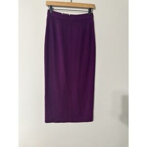 RARE Vtg Donna Karan Wool Sample Skirt 80s 90s Magenta‎ Purple Pencil Midi Sz 8